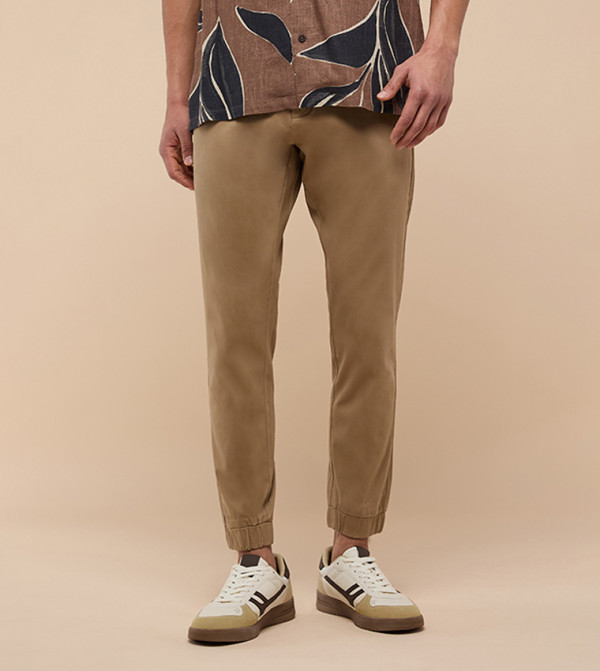 Solid Jogger Pants with Drawstring Waist