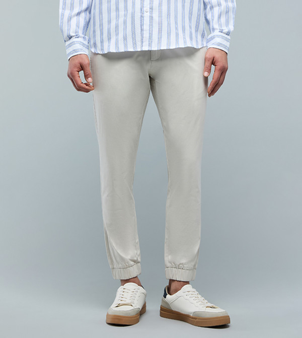 Solid Jogger Pants with Drawstring Waist