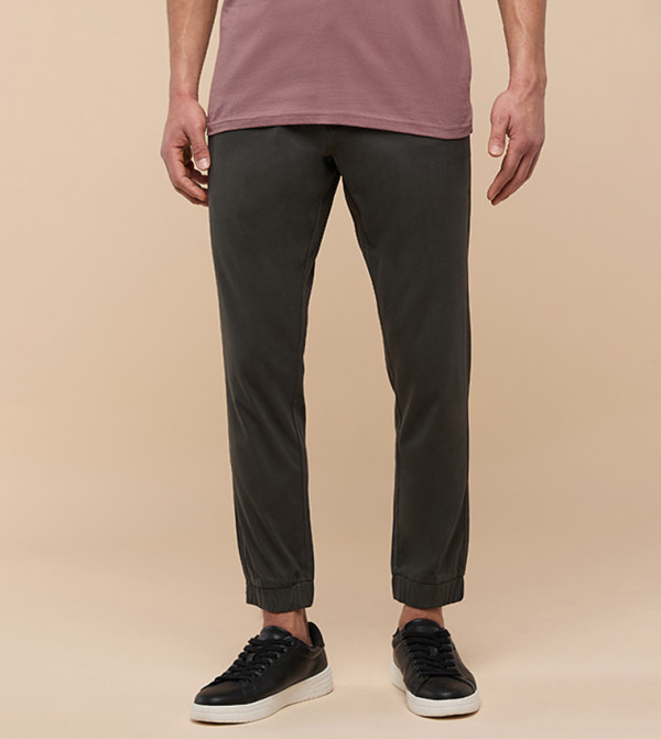 Solid Jogger Pants with Drawstring Waist