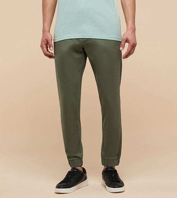 Solid Jogger Pants with Drawstring Waist