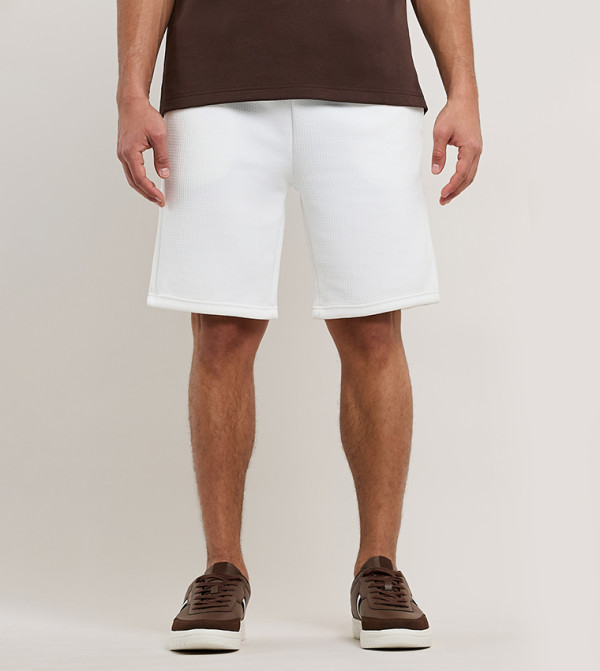 Textured Shorts with Drawstring Waist