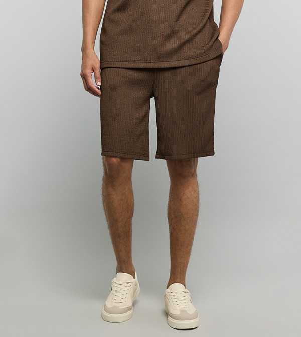 Textured Shorts with Drawstring Waist