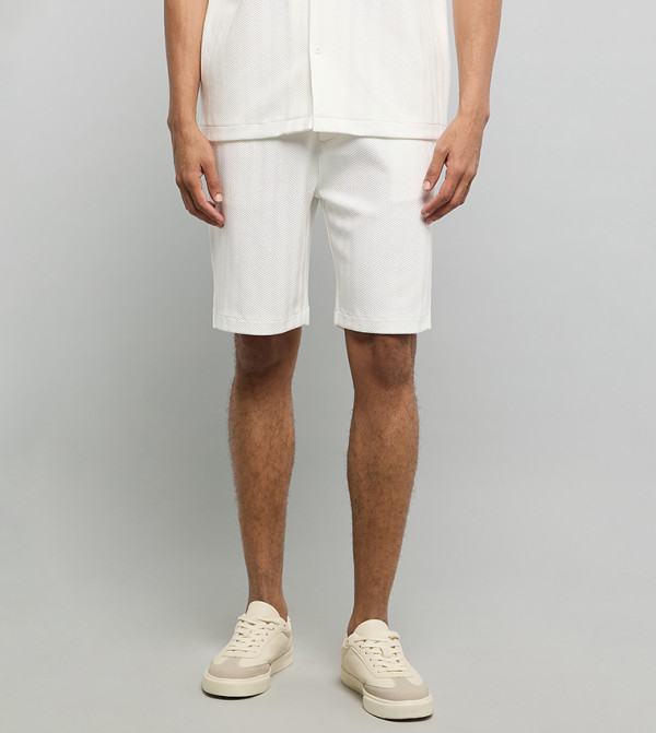 Textured Shorts with Drawstring Waist