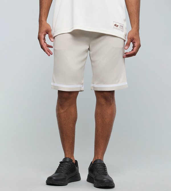Contrast Trim Shorts with Drawstring Waist