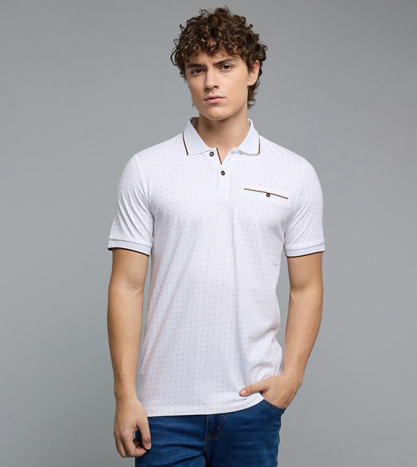 Printed Polo T-Shirt with Short Sleeves