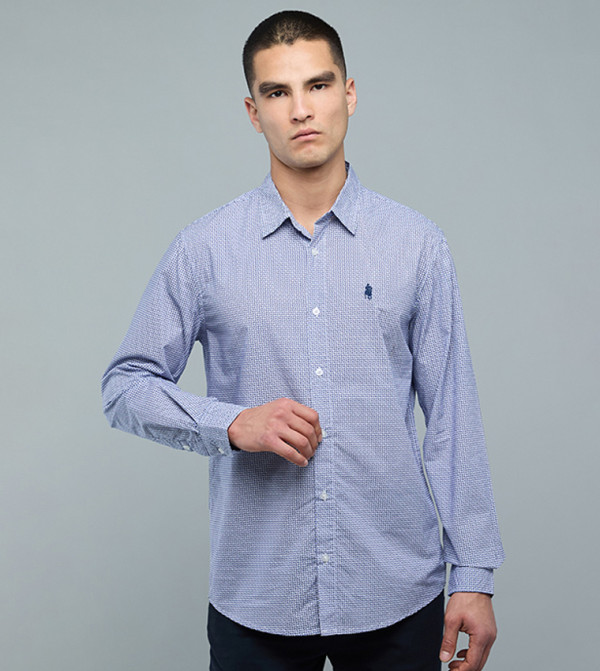 Solid Shirt with Classic Collar and Long Sleeves