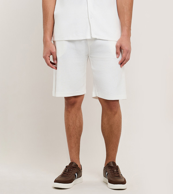 Textured Shorts with Drawstring Waist