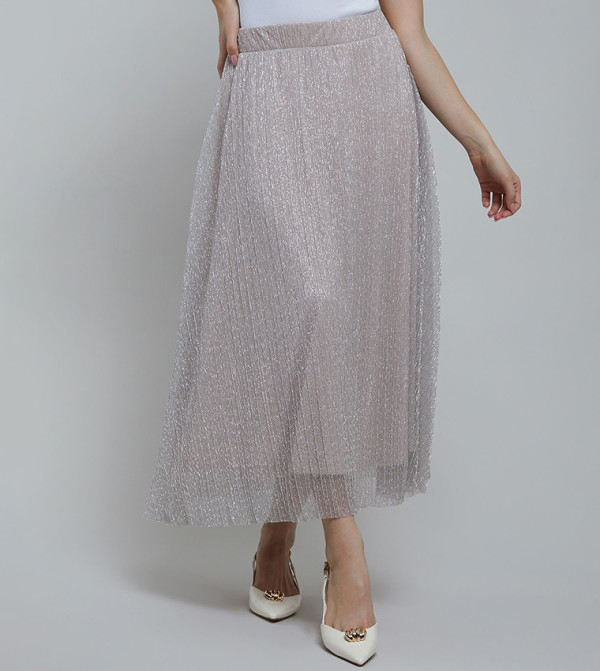 Shimmer Flared Skirt with Elastic Waist