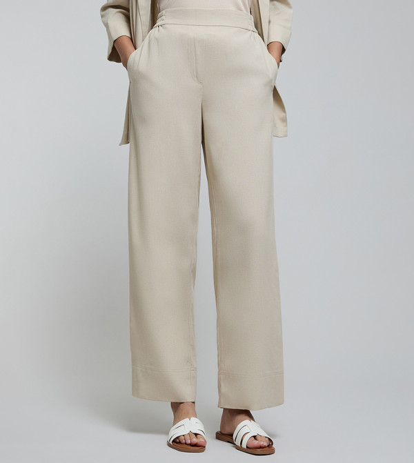 Solid Wide Leg Pants with Elastic Waist