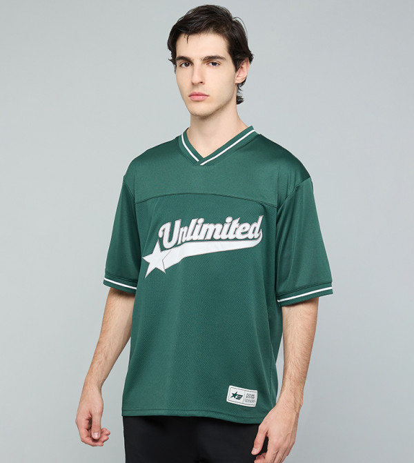 Printed T-Shirt with V-Neck and Short Sleeves
