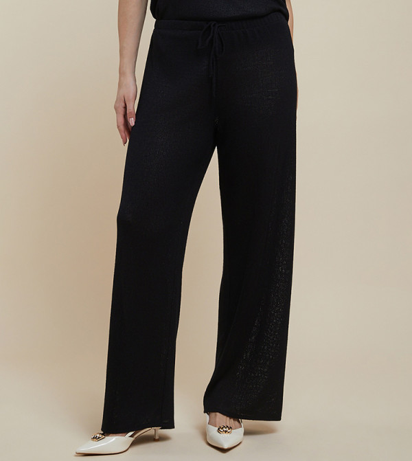 Striped Wide Leg Pants with Drawstring Waist