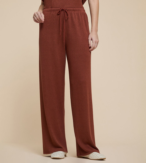 Striped Wide Leg Pants with Drawstring Waist