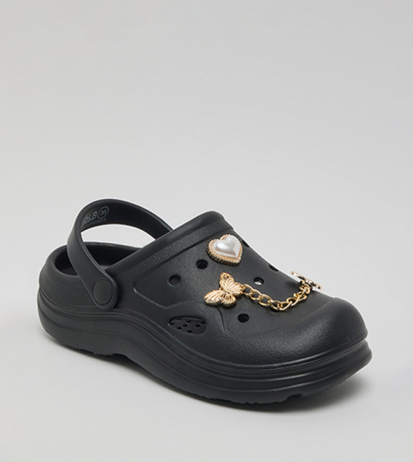 Charm Detail Slingback Clogs