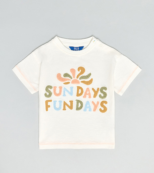 Embroidered T-Shirt with Crew Neck and Short Sleeves