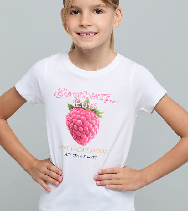 Graphic Print T-Shirt with Crew Neck and Short Sleeves