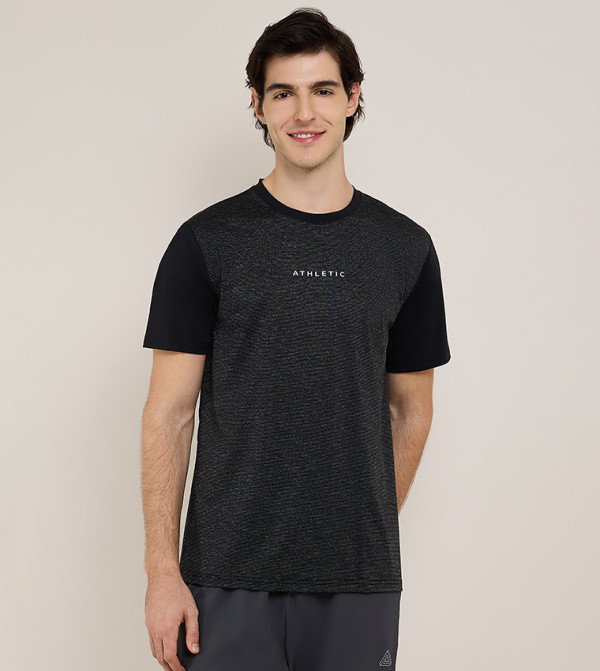 Print Detail T-Shirt with Crew Neck and Short Sleeves