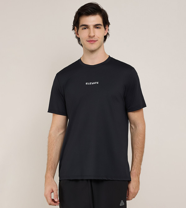 Print Detail Active T-Shirt with Crew Neck and Short Sleeves