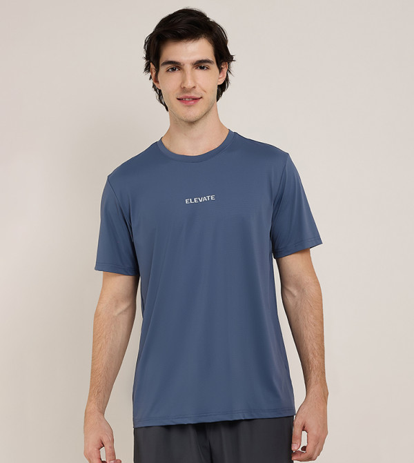 Print Detail Active T-Shirt with Crew Neck and Short Sleeves