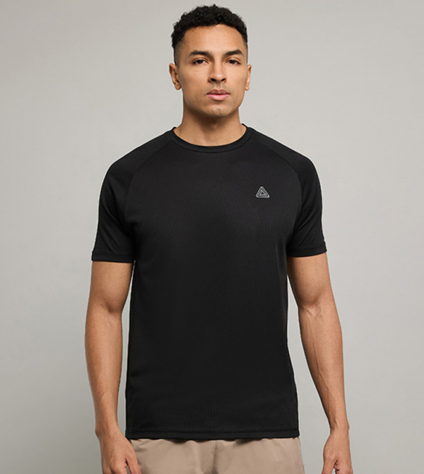 Logo Detail Active T-Shirt with Crew Neck and Short Sleeves