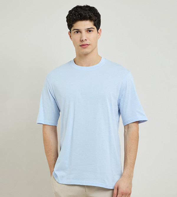 Solid T-Shirt with Crew Neck and Short Sleeves