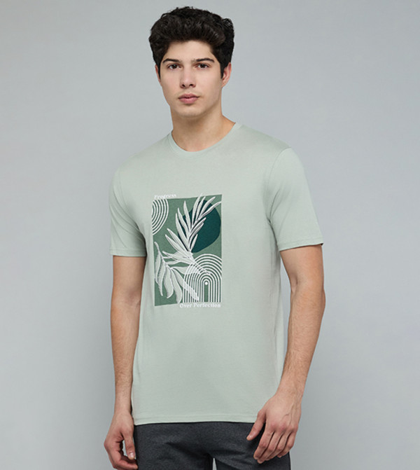 Printed T-Shirt with Crew Neck and Short Sleeves