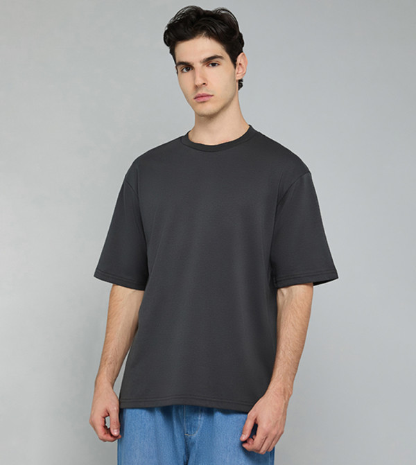 Solid T-Shirt with Crew Neck and Short Sleeves