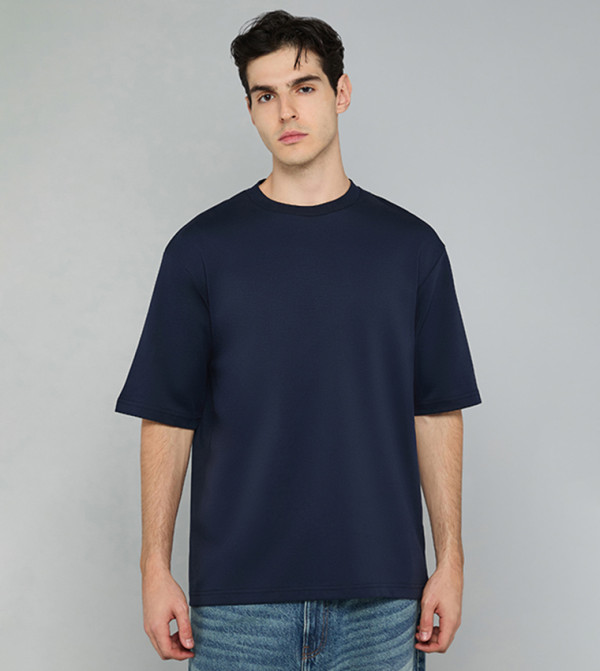 Solid T-Shirt with Crew Neck and Short Sleeves