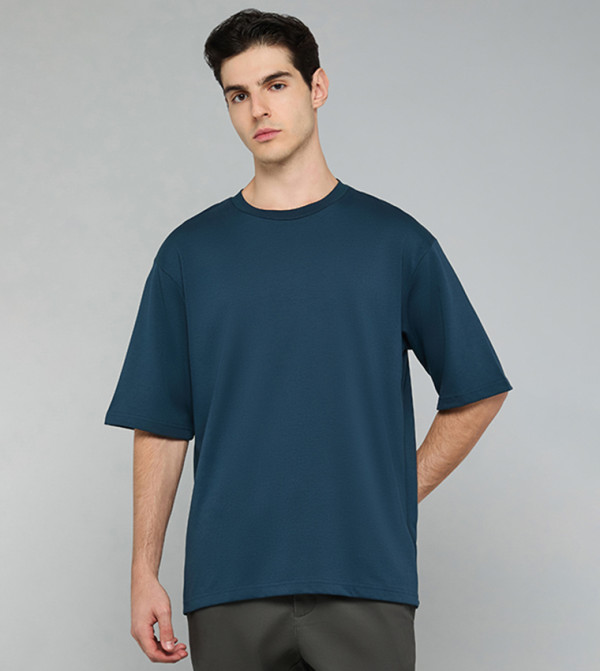 Solid T-Shirt with Crew Neck and Short Sleeves