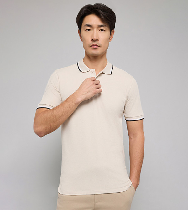 Tipping Detail Polo T-Shirt with Short Sleeves