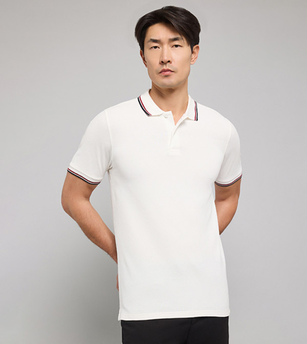 Tipping Detail Polo T-Shirt with Short Sleeves