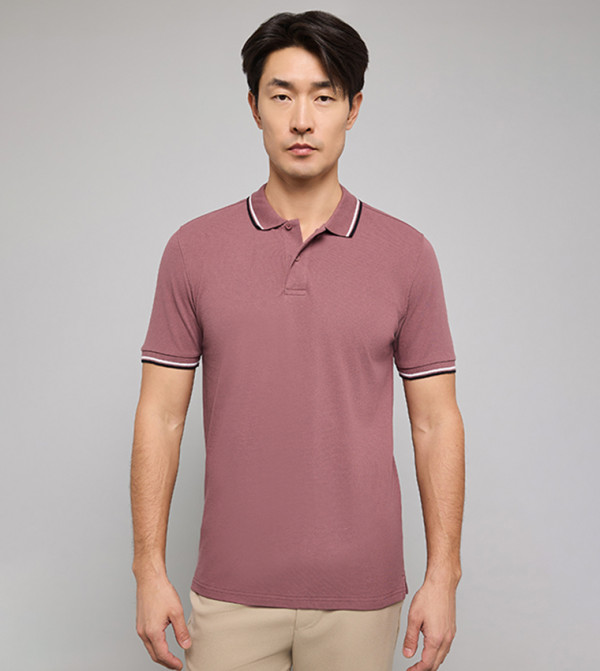 Tipping Detail Polo T-Shirt with Short Sleeves