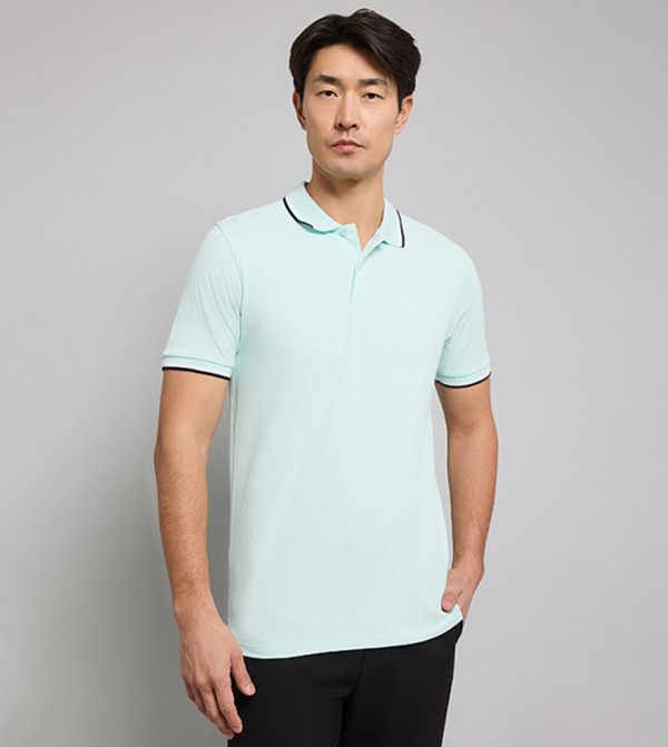 Tipping Detail Polo T-Shirt with Short Sleeves