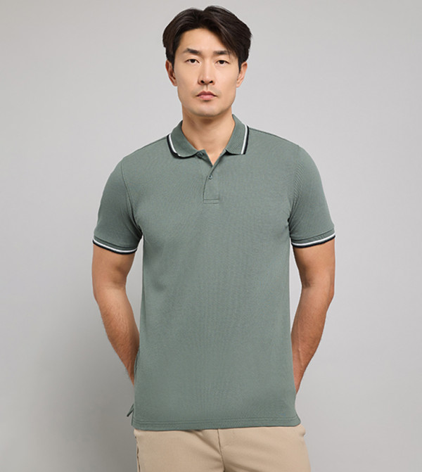 Tipping Detail Polo T-Shirt with Short Sleeves