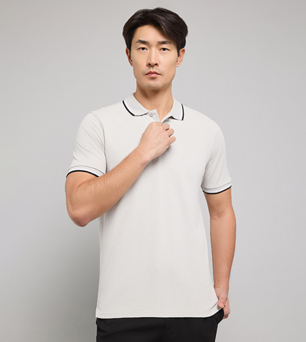 Tipping Detail Polo T-Shirt with Short Sleeves