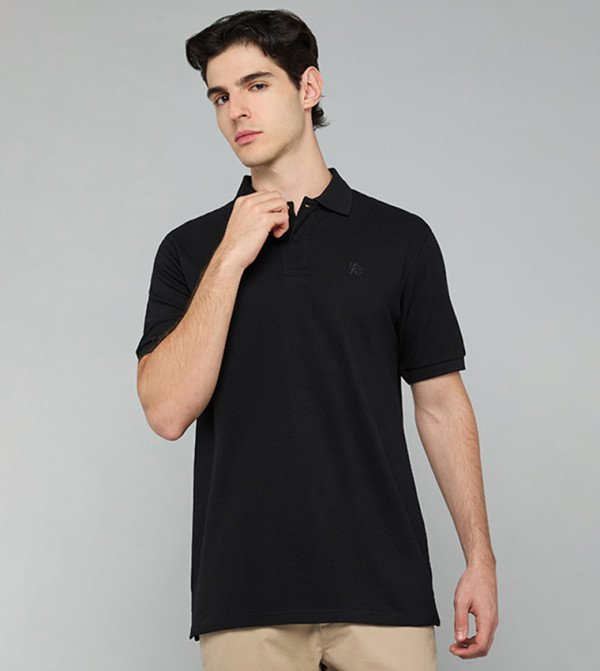 Solid Polo T-Shirt with Short Sleeves