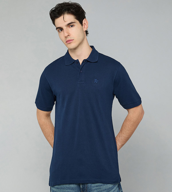 Solid Polo T-Shirt with Short Sleeves