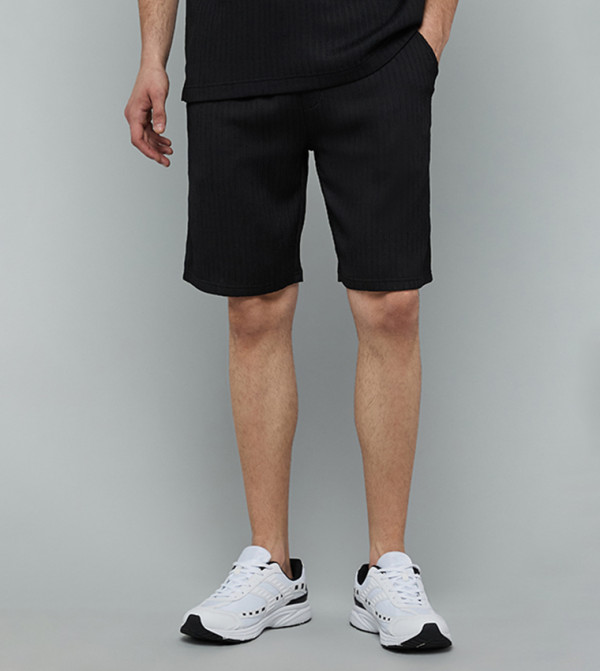 Textured Shorts with Drawstring Waist