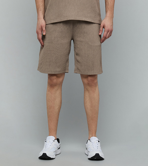 Textured Shorts with Drawstring Waist