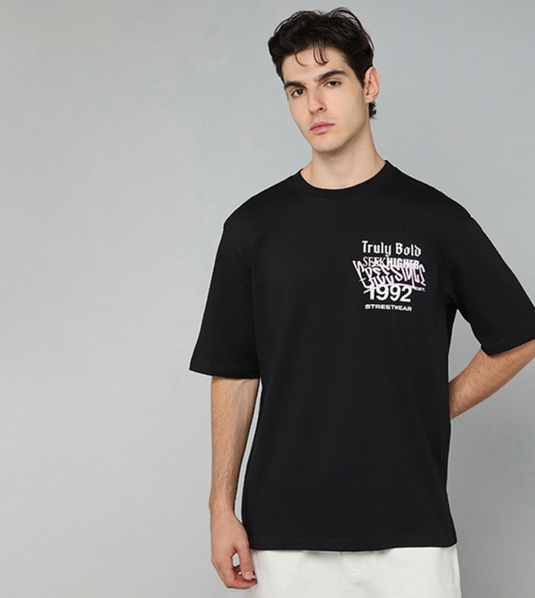 Printed T-Shirt with Crew Neck and Short Sleeves