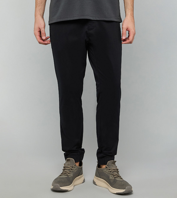 Solid Jogger Pants with Drawstring Waist
