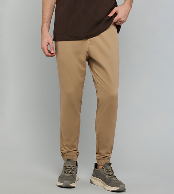 Solid Jogger Pants with Drawstring Waist