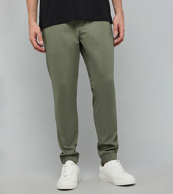 Solid Jogger Pants with Drawstring Waist