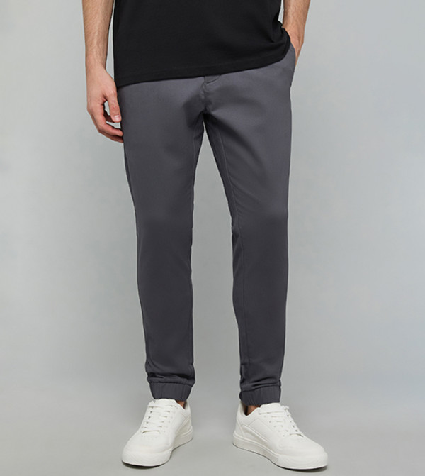 Solid Jogger Pants with Drawstring Waist