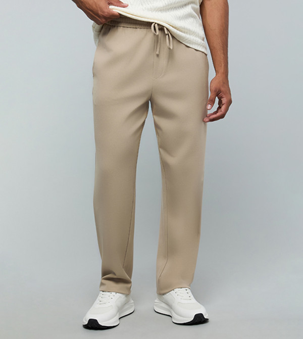 Solid Regular Fit Pants with Drawstring waist