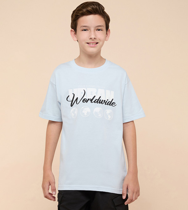 Printed T-Shirt with Crew Neck and Short Sleeves