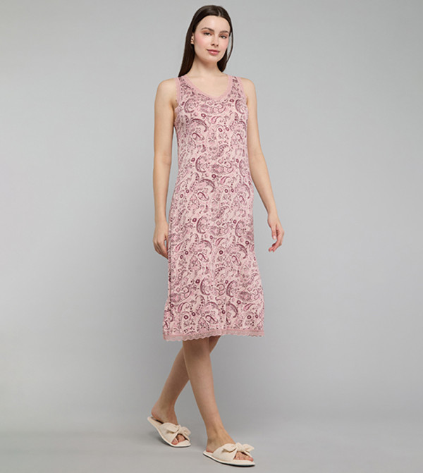 Paisley Print V-Neck Sleeveless Nightdress