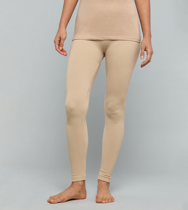 Ribbed Leggings With Elastic Waist