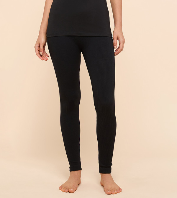 Ribbed Leggings With Elastic Waist