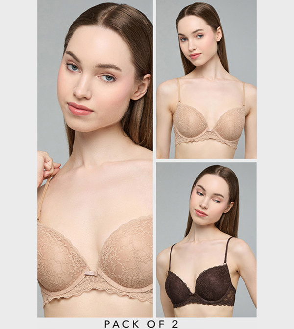2 Pack Double Push Up Bras