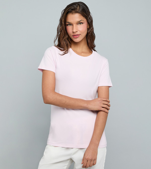 Solid T-Shirt With Crew Neck and Short Sleeves